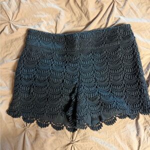 Women's Navy Lined Riviera Crochet Lace Shorts